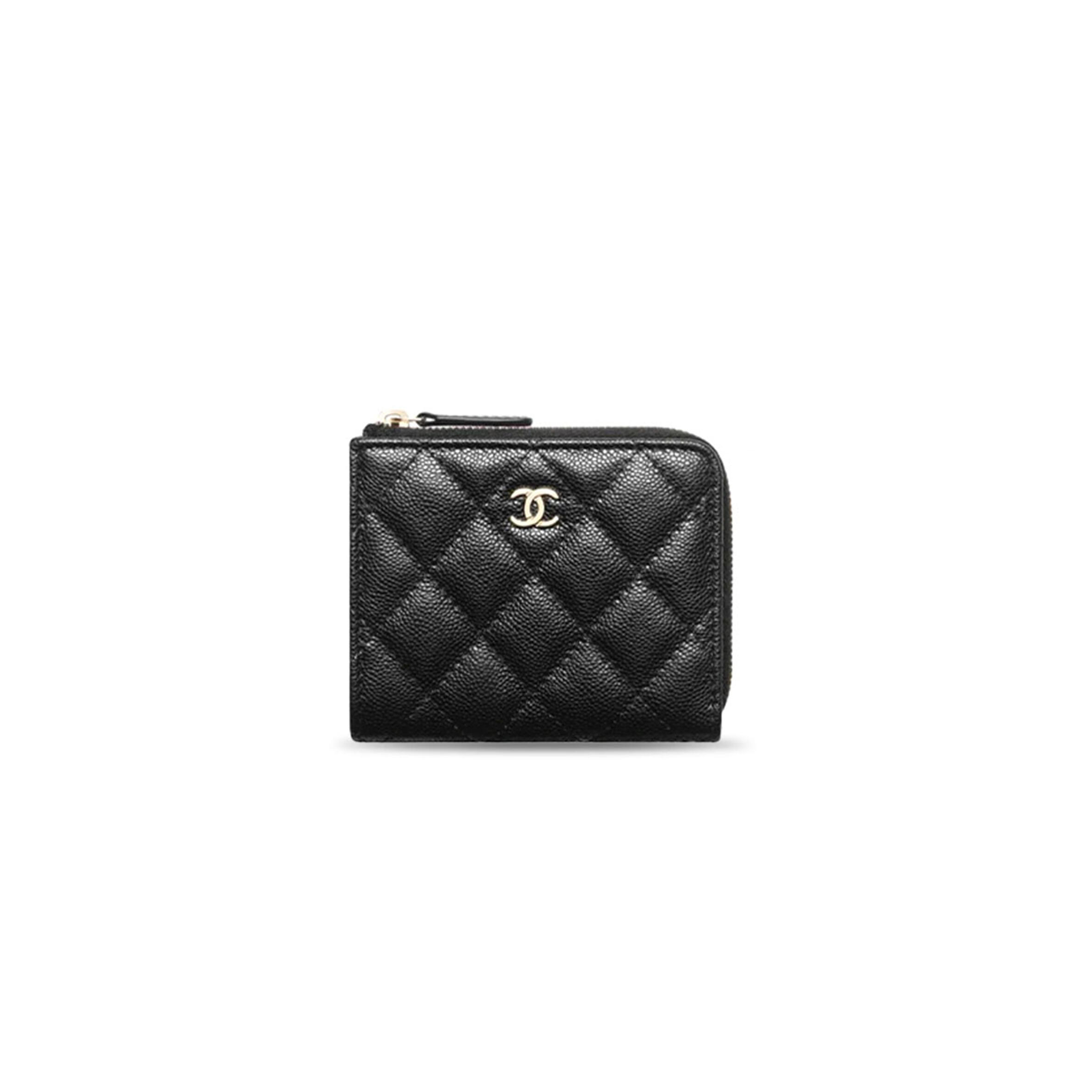 CHANEL CLASSIC SMALL ZIPPED WALLET IN GRAINED SHINY CALFSKIN AND GOLD TONE METAL AP3999 (11.5*9.5*2cm)